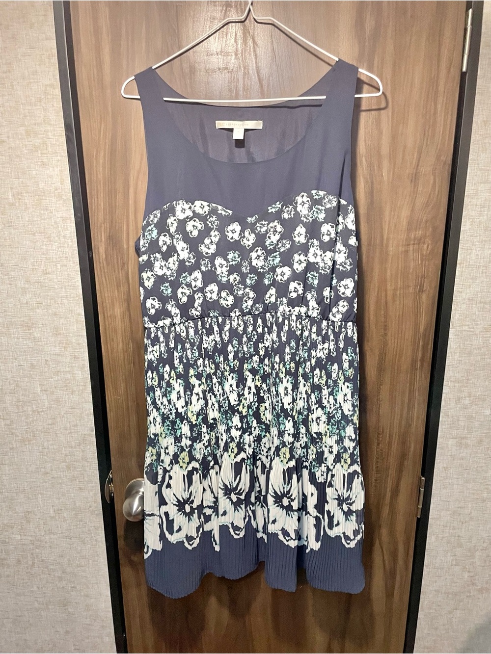 LC Lauren Conrad Blue Floral Sleeveless Dress